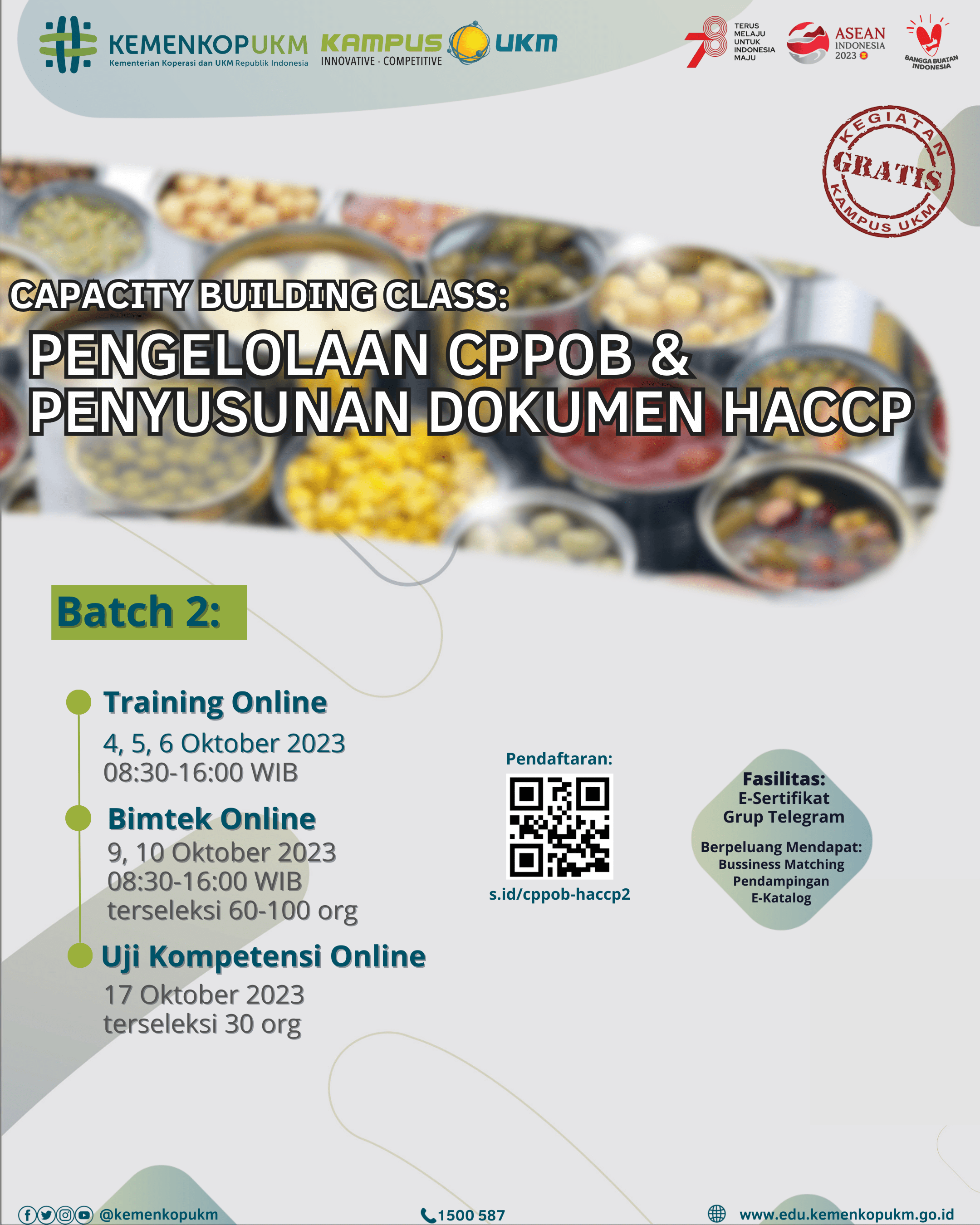 Training dan Sertifikasi Pengelolaan CPPOB dan Penyusunan Dokumen HACCP oleh Kampus UKM